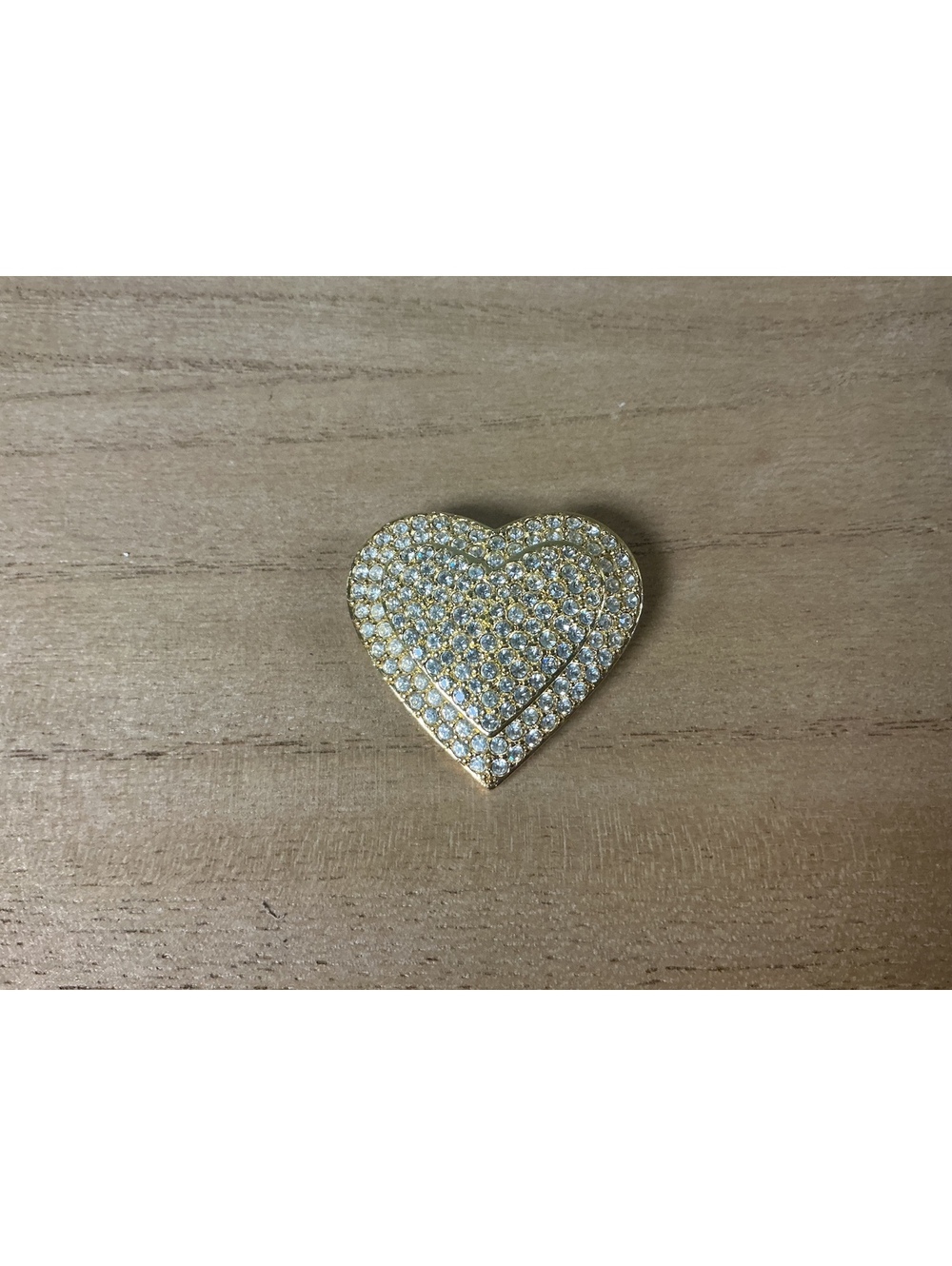 Lori Dumas Gold Tone Heart Shaped Rhinestone Brooch Pin